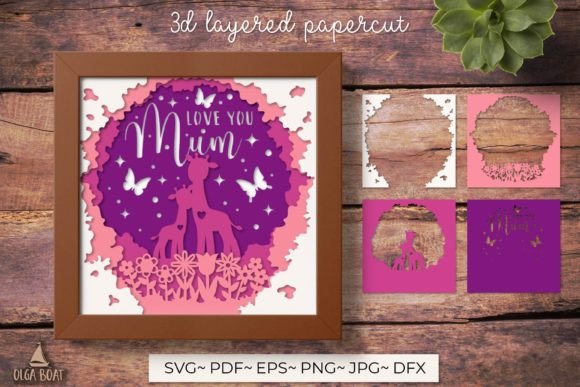 3D Mum Card, Love You Mum Shadow Box – A Unique and Customizable Design for Heartfelt Gifting