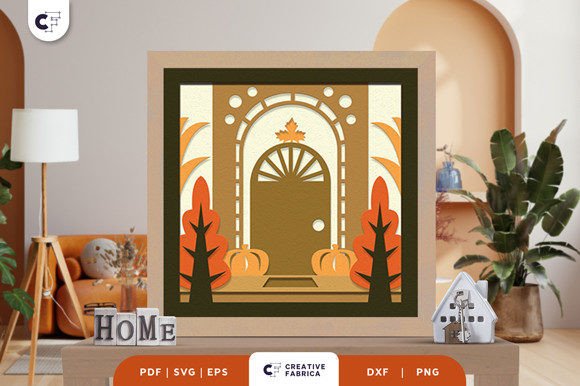 Autumn Home Porch 3D Layered Paper Cut