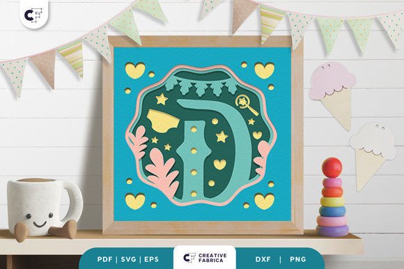 Baby Alphabet D Monogram 3D Papercut SVG – A Unique Nursery Accent