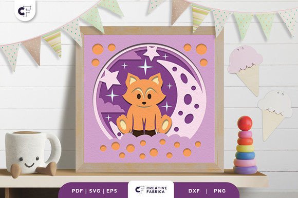 Baby Fox 3D Shadow Box Papercut – A Unique Decor and Educational Asset