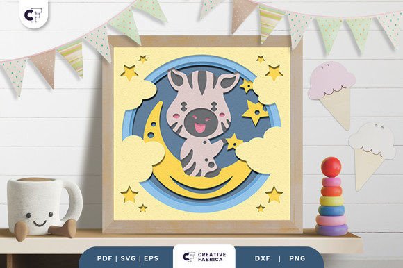 Baby Zebra 3D Shadow Box Paper Cut
