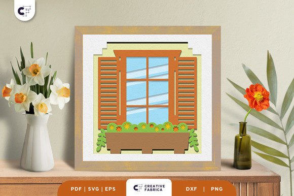 Balcony with Flowers 3D Papercut SVG