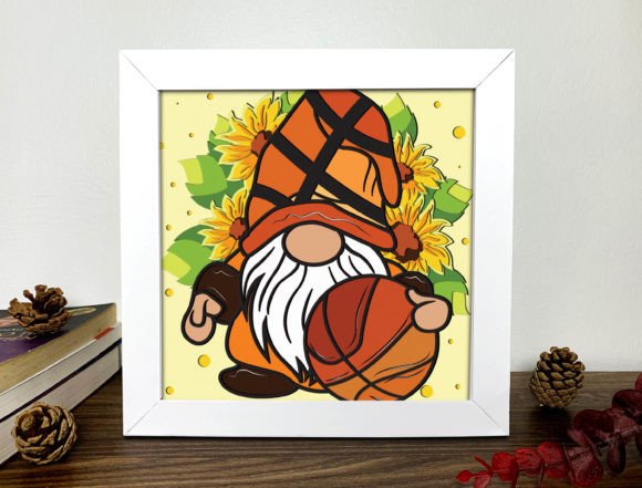 Basketball Gnome Shadow Box 3D SVG: A Creative Craft Project for DIY Enthusiasts