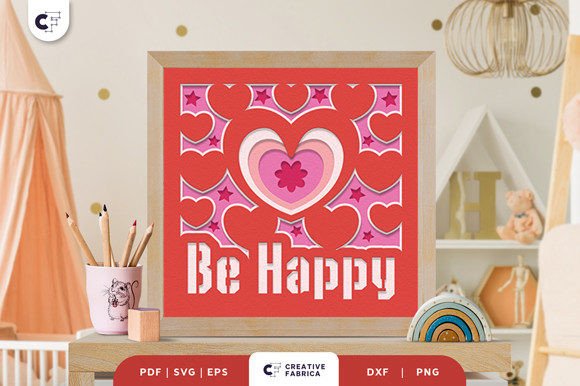 Be Happy 3D Layered Papercut SVG – A Heartwarming Addition for Your Home