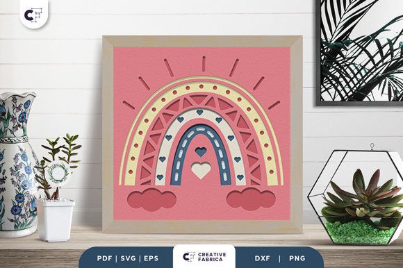 Bohemian Rainbow 3D Layered Paper Cut: A Unique and Feminine Decor Accent