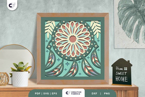 Boho Dreamcatcher 3D Shadow Box SVG File