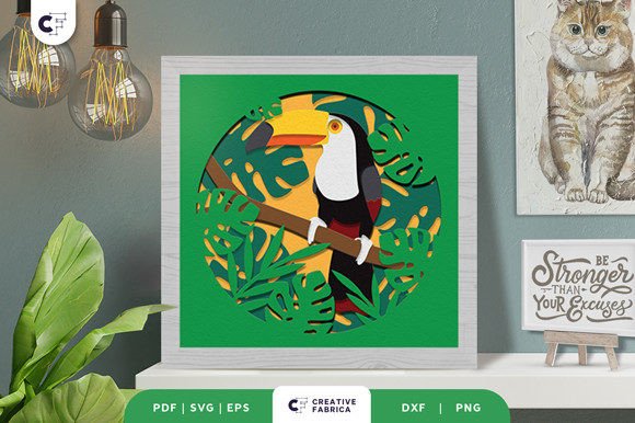 Bring the Rainforest Home with the Tropical Toucan 3D Shadow Box Paper Cut