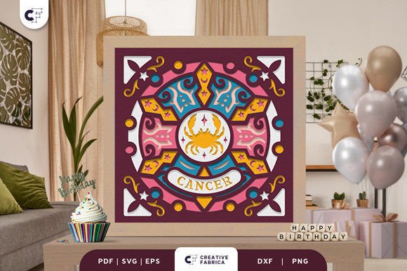 Cancer Mandala Sign 3D Paper Cut SVG