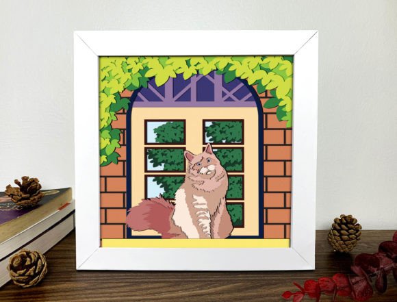 Cute Cat Shadow Box 3D SVG: A Creative Crafting Solution for Paper Artists
