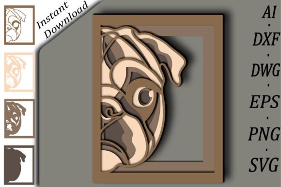 Cute Pug Multilayer SVG 3D Layered: A Creative Solution for DIY Enthusiasts