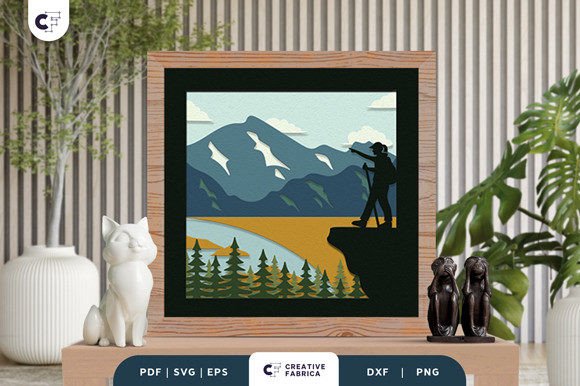 Discover the Beauty of Nature with the Girl Hiking in the Forest 3D Shadow Box