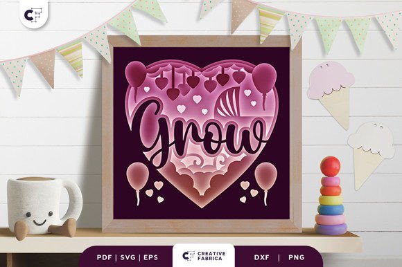 Elevating Nursery Decor: The Strategic Value of the Grow with Heart Shape 3D Shadow Box SVG in Modern Crafting