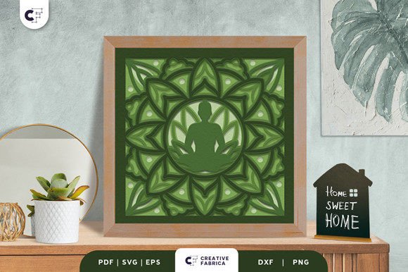 Enhancing Spaces and Mindfulness with the Namaste Pose 3D Shadow Box SVG
