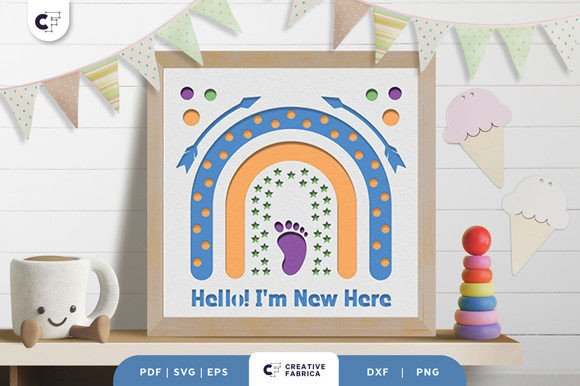 Hello I’m New Here Boho Rainbow 3D SVG – A Whimsical Welcome for Baby’s Room