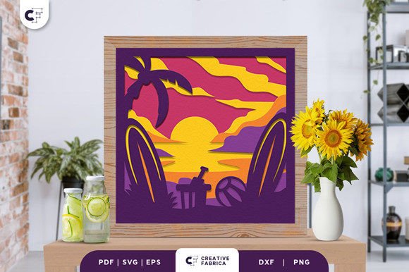 Surfer Board on the Beach 3D Shadow Box: A Stunning Piece of Home Decor