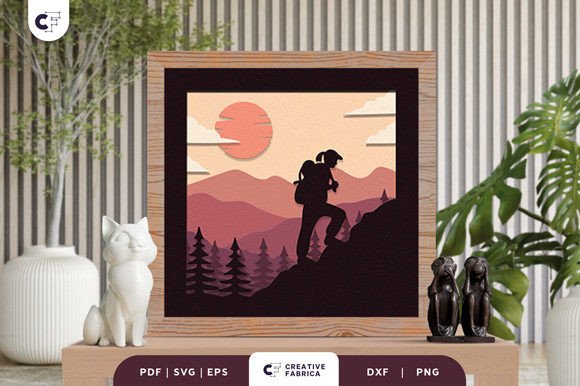 Woman Hiking 3D Shadow Box SVG – A Beautiful Way to Celebrate Adventure